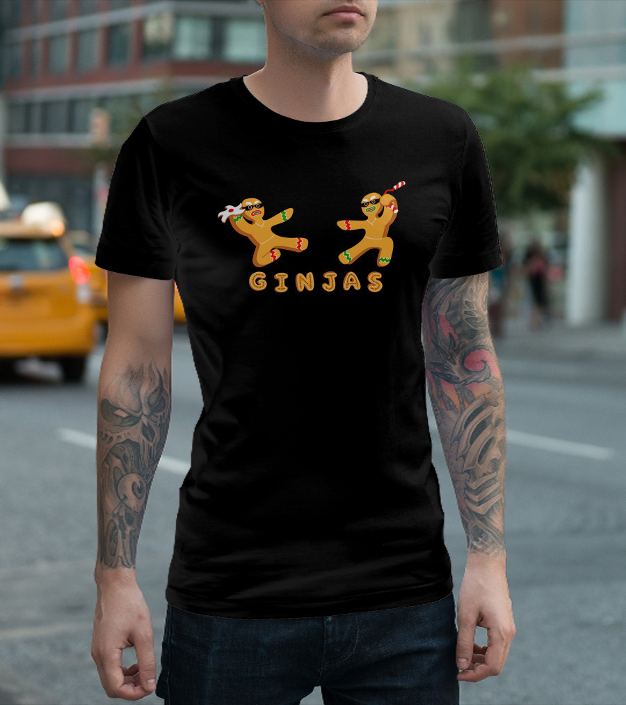GINJAS Ninja Gingerbread Cookie Warriors T-Shirt