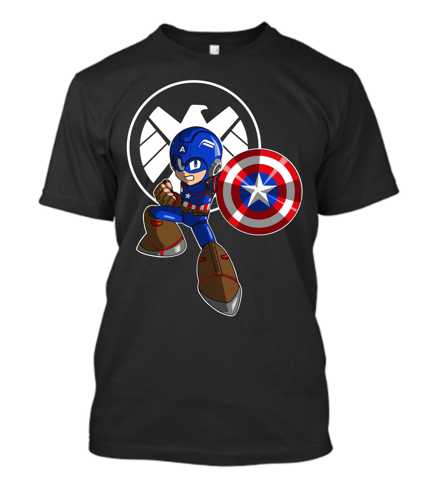 Mega Capt Crossover With SHIELD T-Shirt