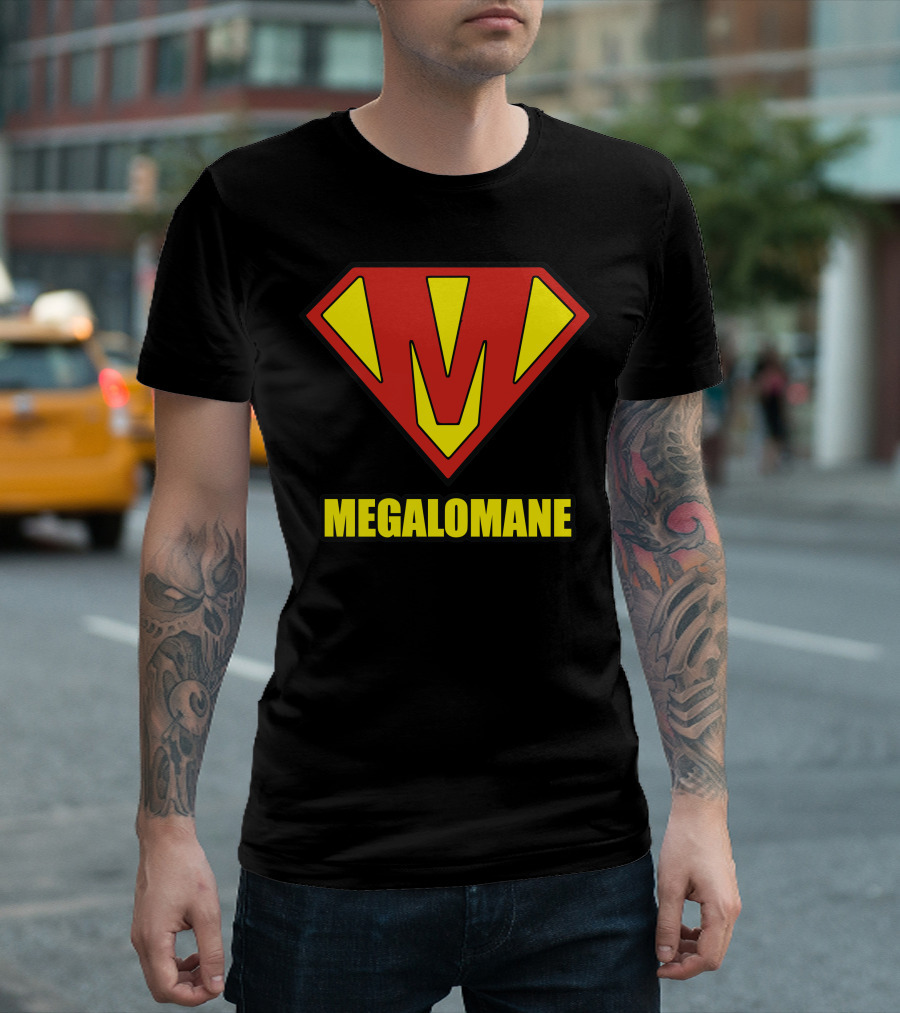 Megalomaniac Superhero Emblem Shield T-Shirt