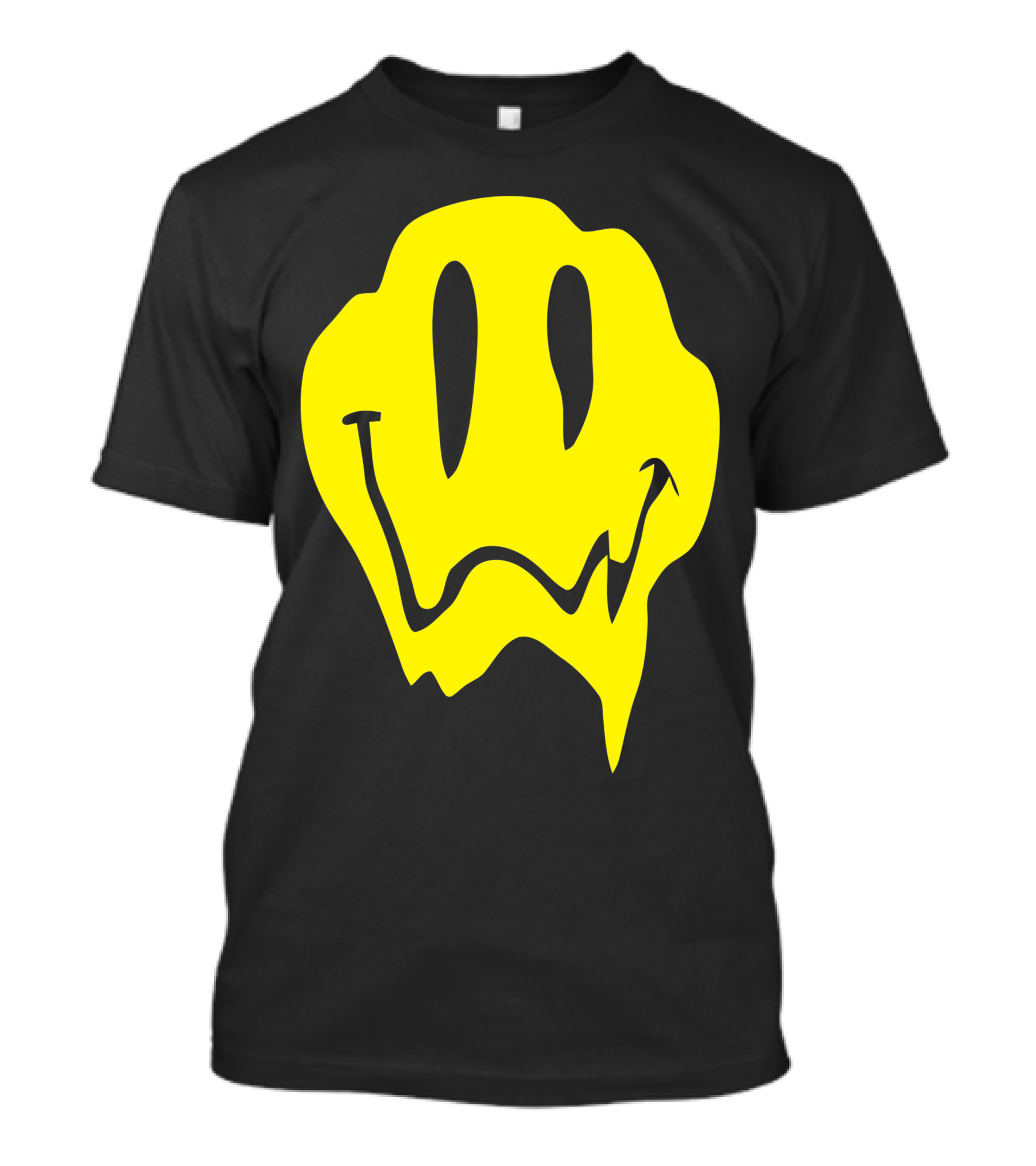 Melting Acid Smiley Face Trippy Yellow Drip T-Shirt