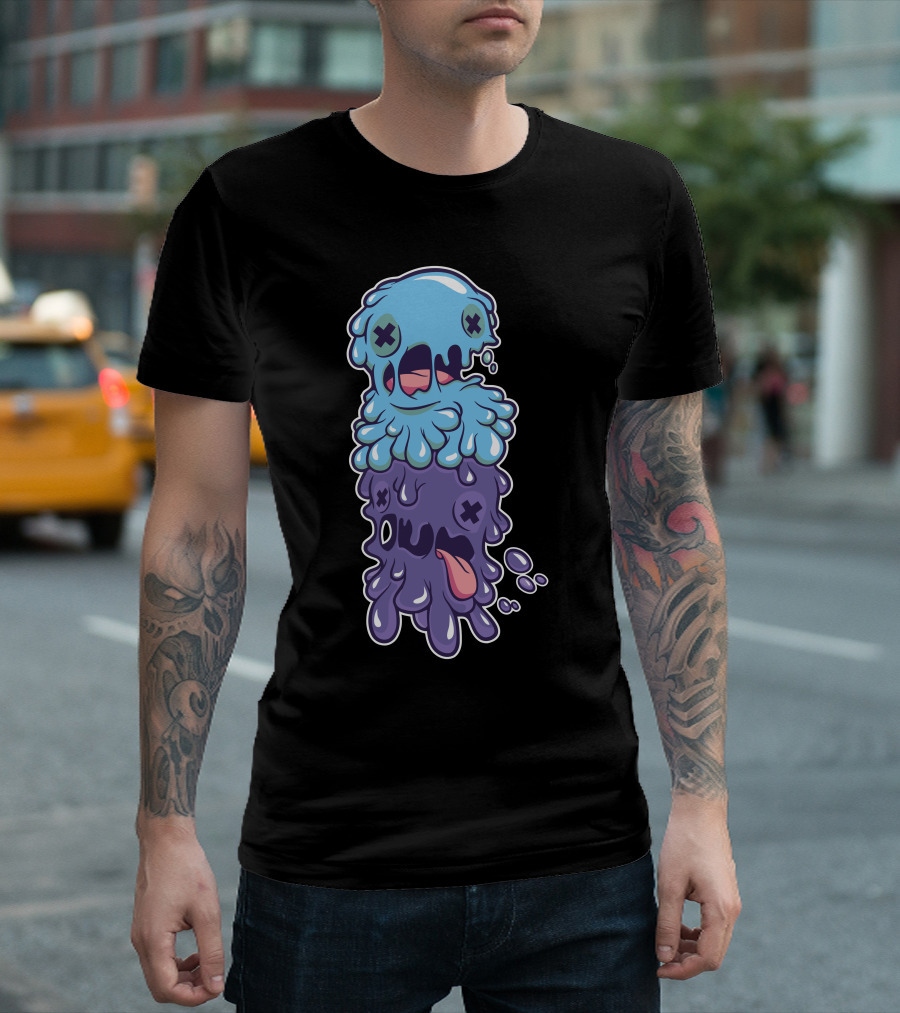Melty Cream Dripping Faces Blue Purple T-Shirt