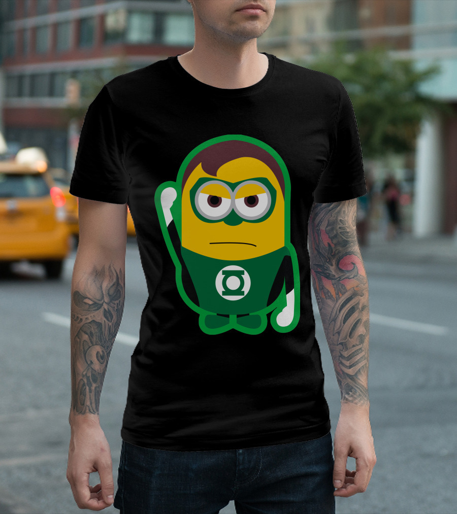 Minion Green Lantern Crossover Character In Superhero Suit T-Shirt