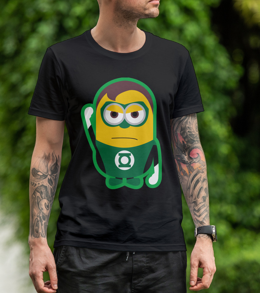 Minion Green Lantern Crossover Character In Superhero Suit T-Shirt