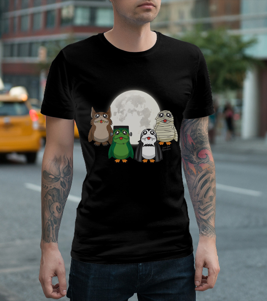 Monster Porgs Under Full Moon by Juan Jose Matamoros T-Shirt