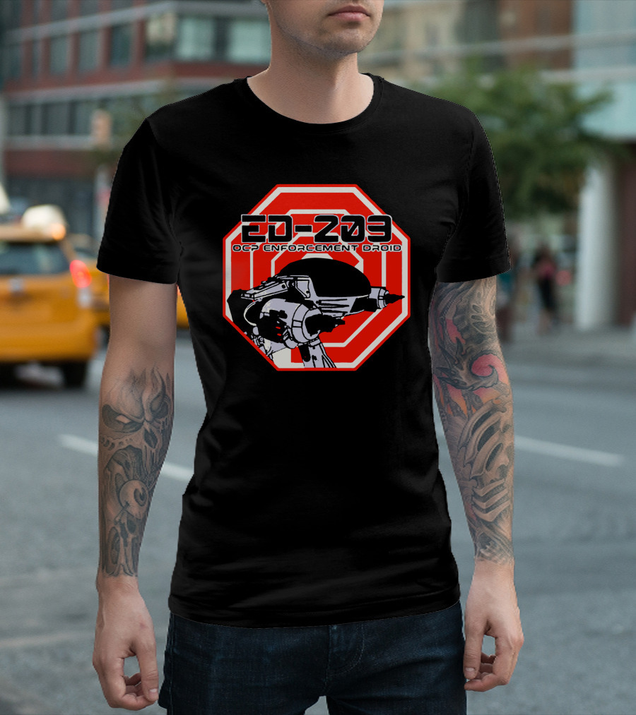 ED-209 OCP Enforcement Droid Red Octagon T-Shirt
