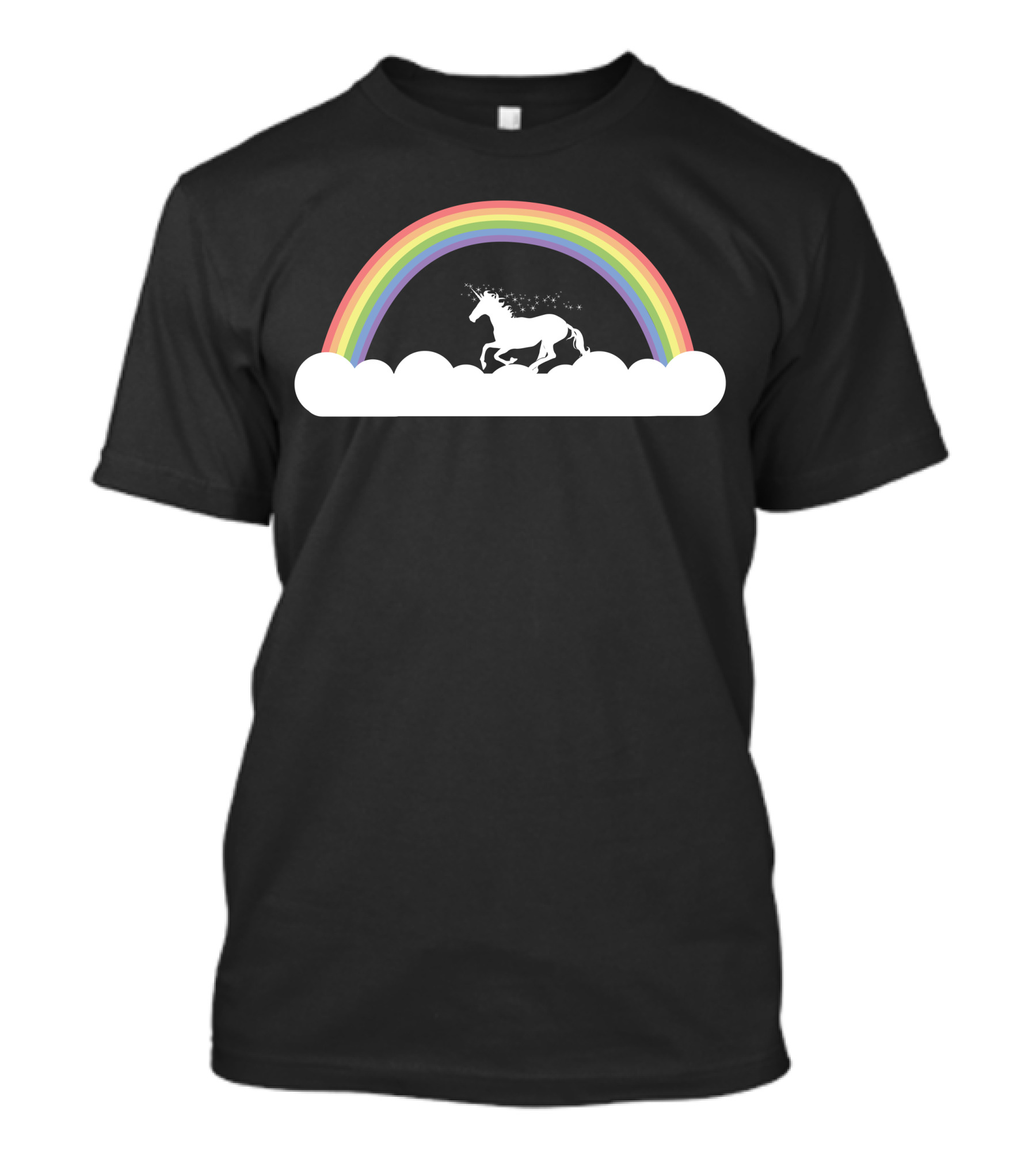 Rainbow Unicorn Prancing Under Colorful Arc In Clouds T-Shirt
