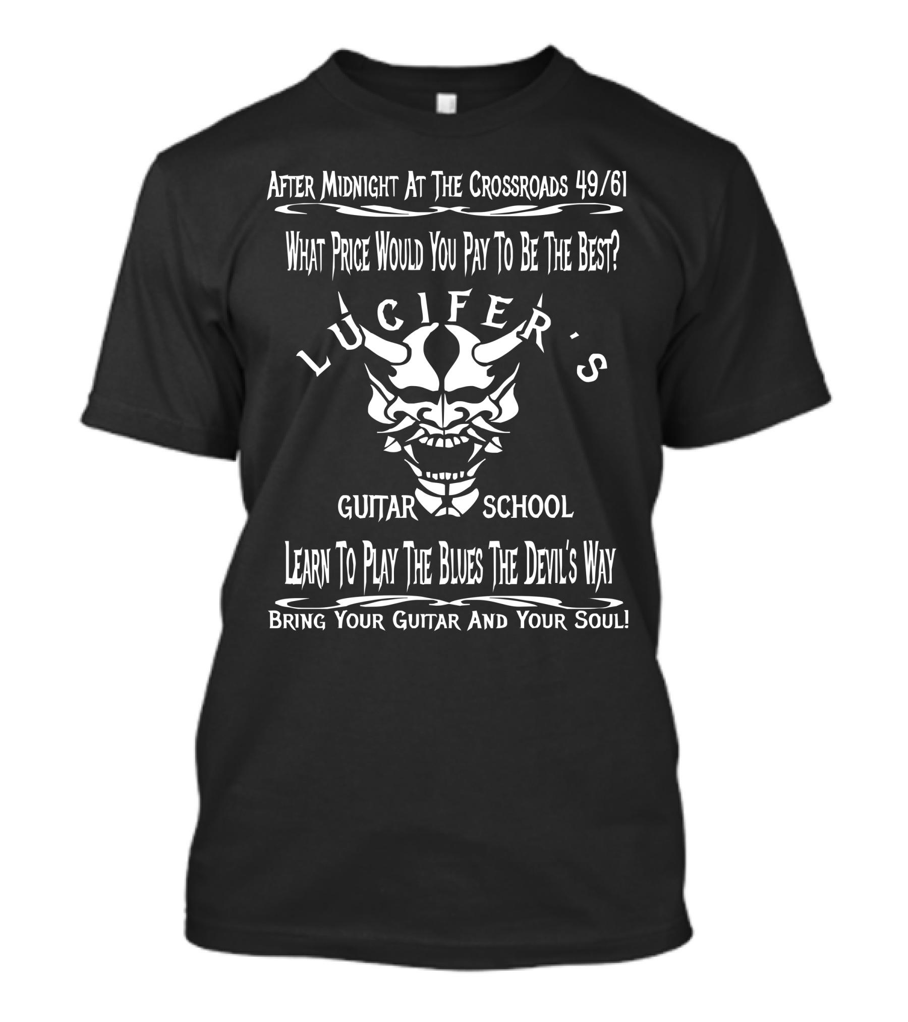 Lucifer's Guitar School Crossroads Legend Blues Devil's Way T-Shirt