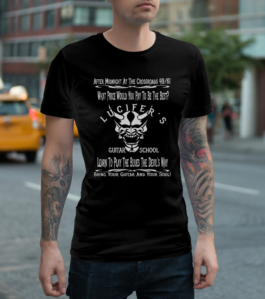 Lucifer's Guitar School Crossroads Legend Blues Devil's Way T-Shirt