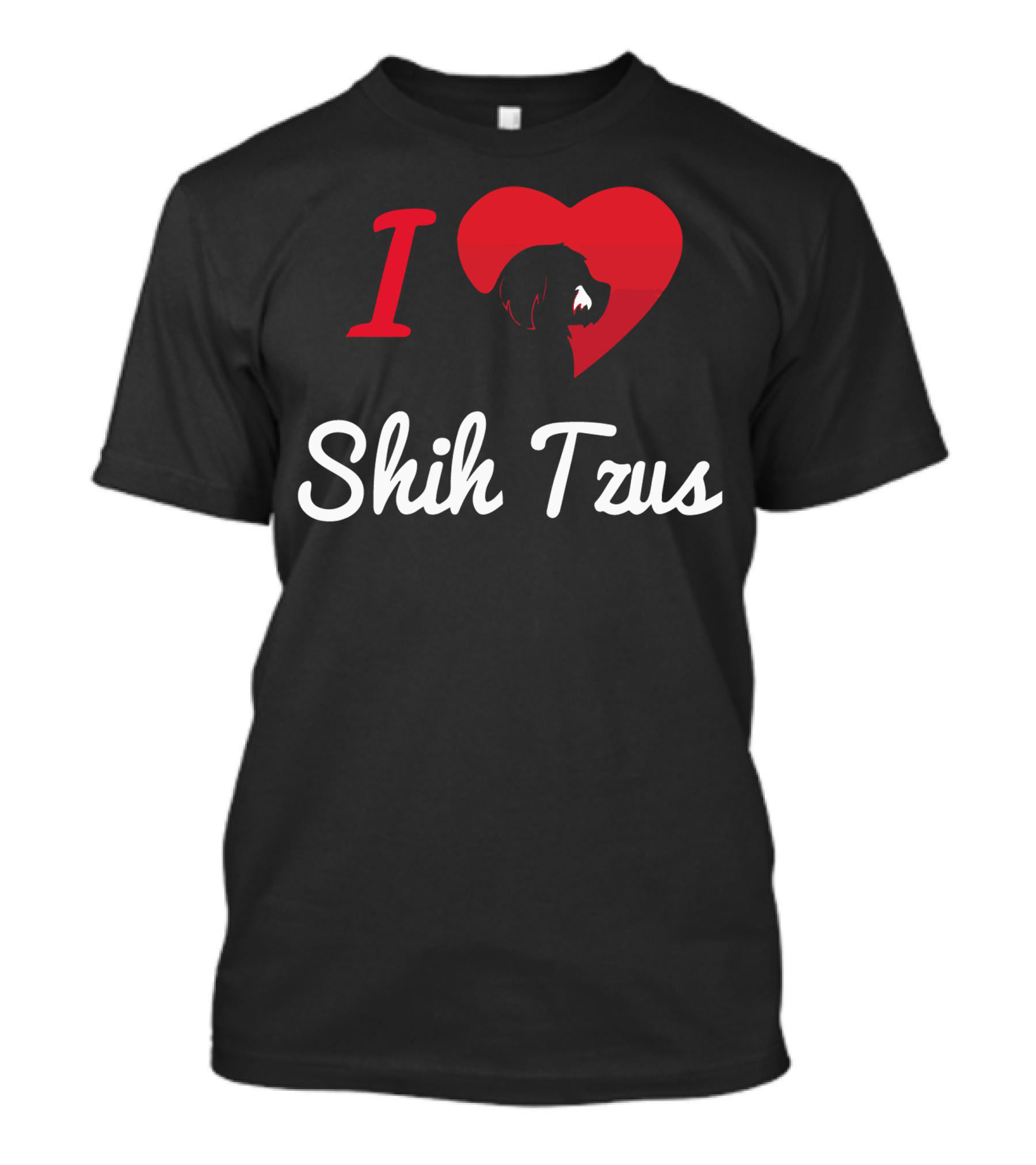 I Heart Shih Tzus With Silhouette In Red Heart T-Shirt