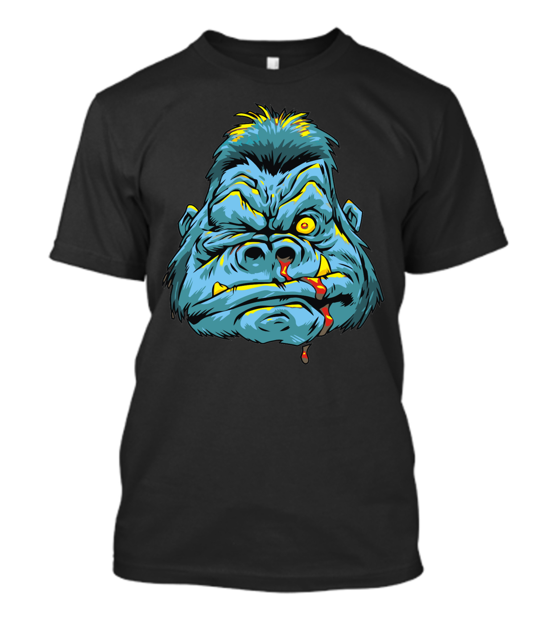 Mad Monkey Fierce Blue Gorilla Face T-Shirt