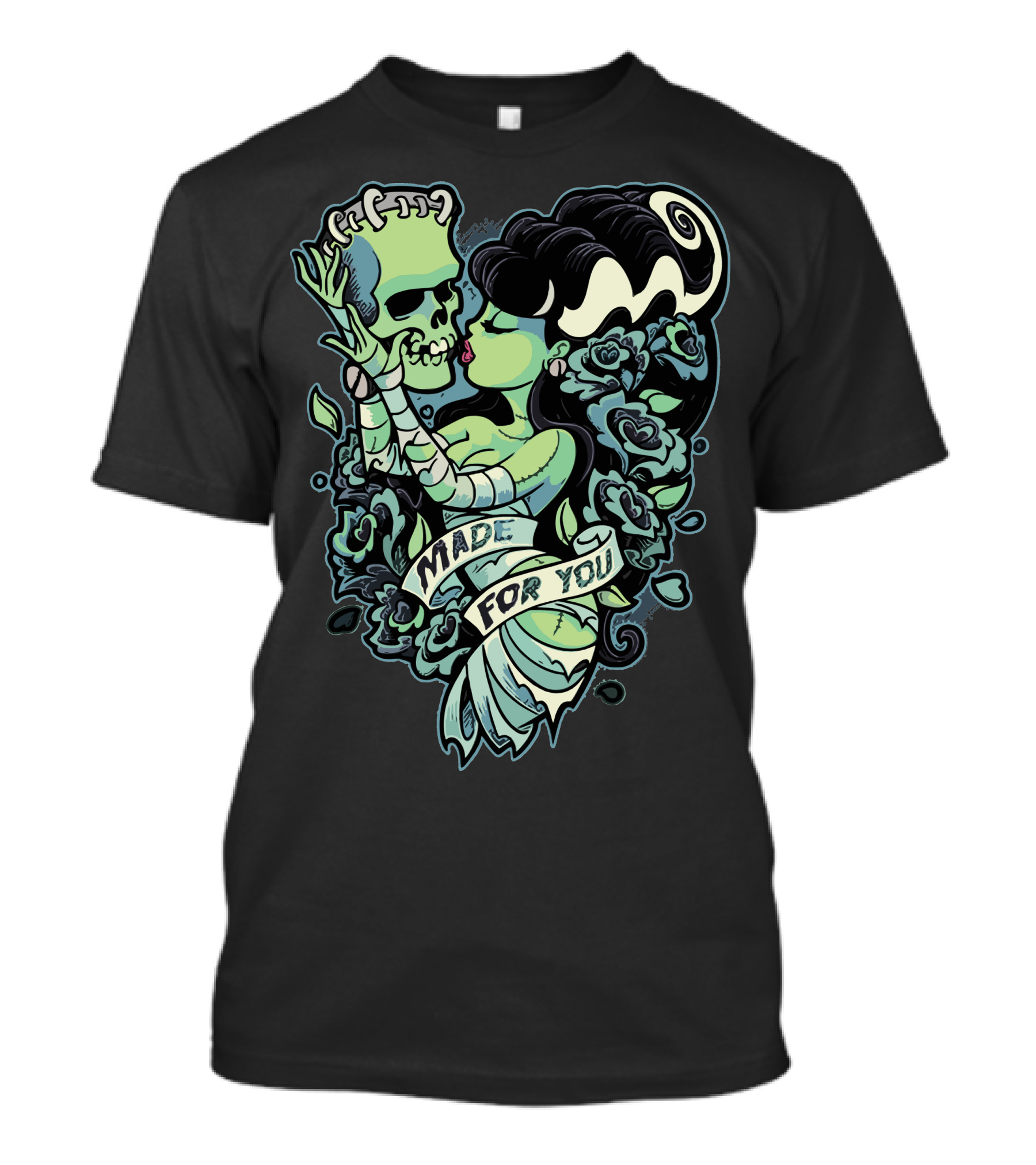 Bride Embraces Skeleton With Roses Made For You T-Shirt