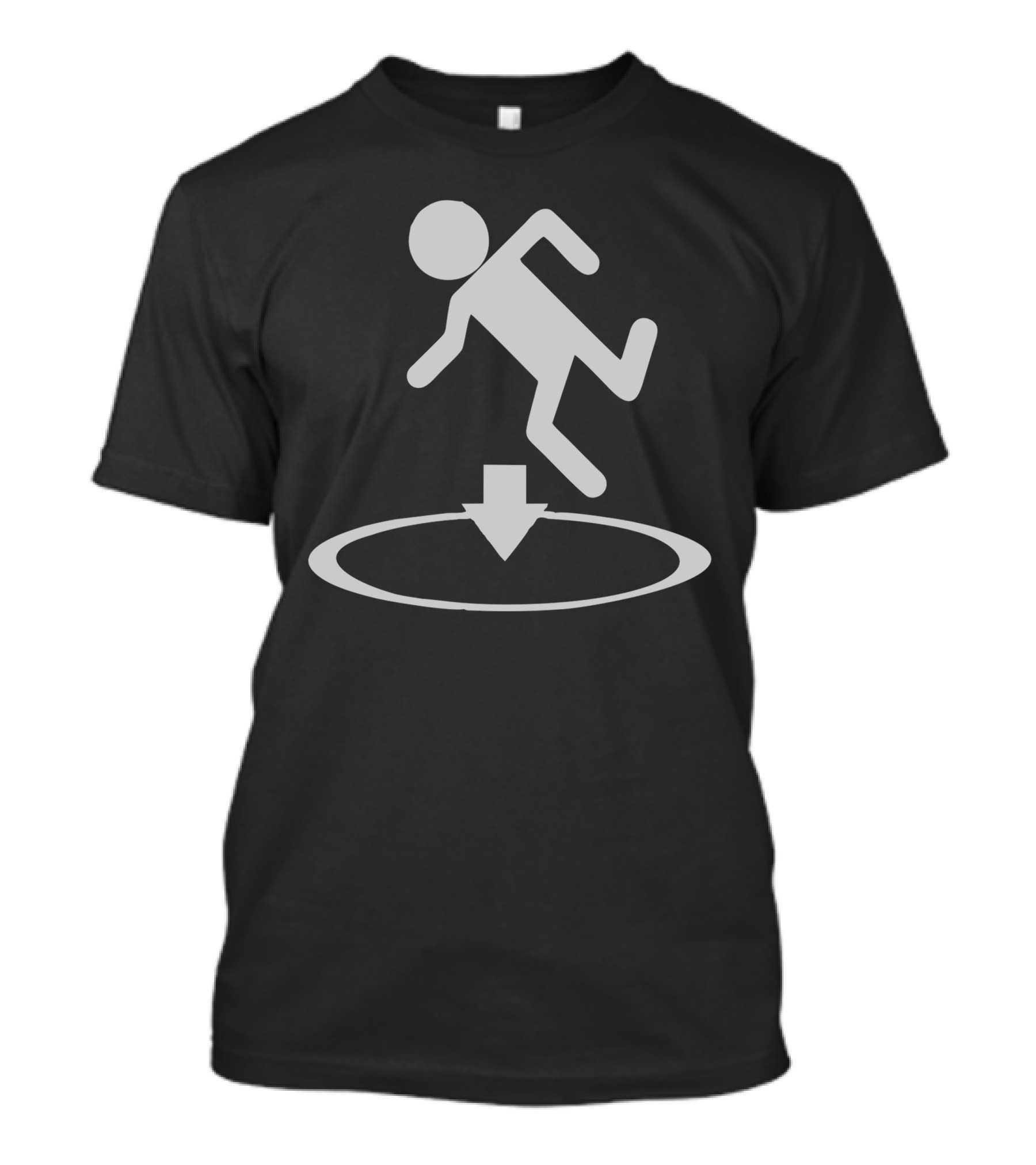 Portal Stick Figure Falls Through Circle T-Shirt