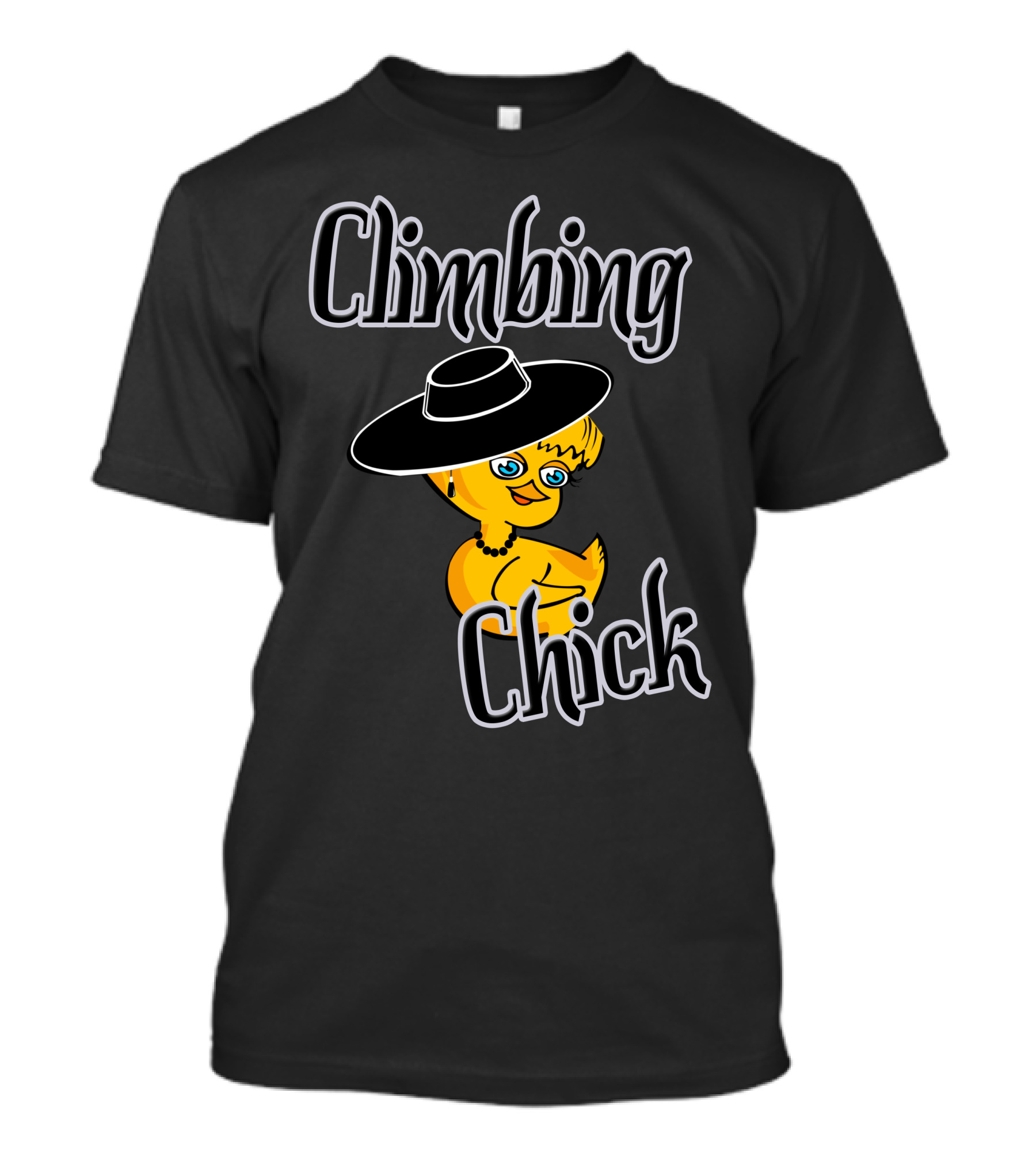 Climbing Chick Stylish Yellow Duck With Hat And Necklace T-Shirt
