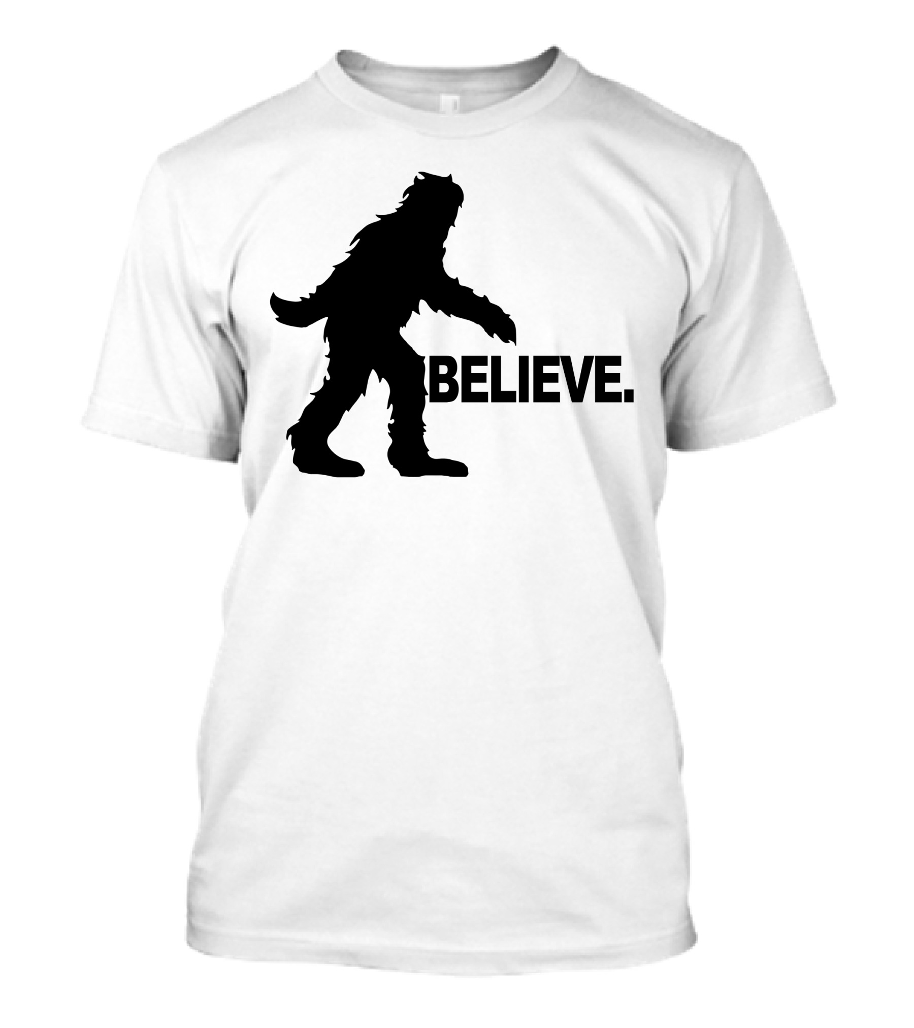 Gfoot Believe Bigfoot Silhouette Believe Text T-Shirt