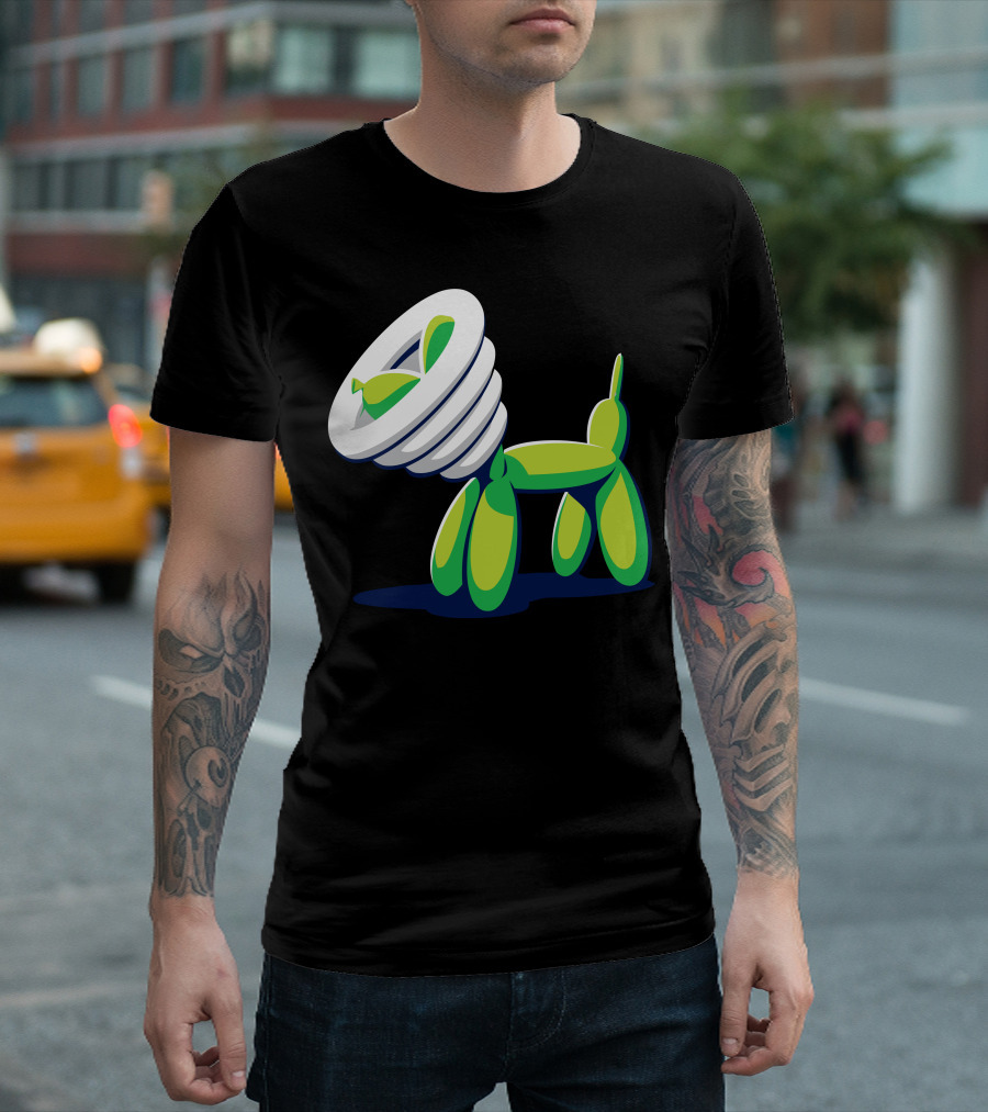 Balloon Dog With Green Cone Of Shame Lamp Head T-Shirt
