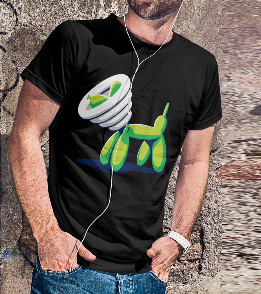 Balloon Dog With Green Cone Of Shame Lamp Head T-Shirt