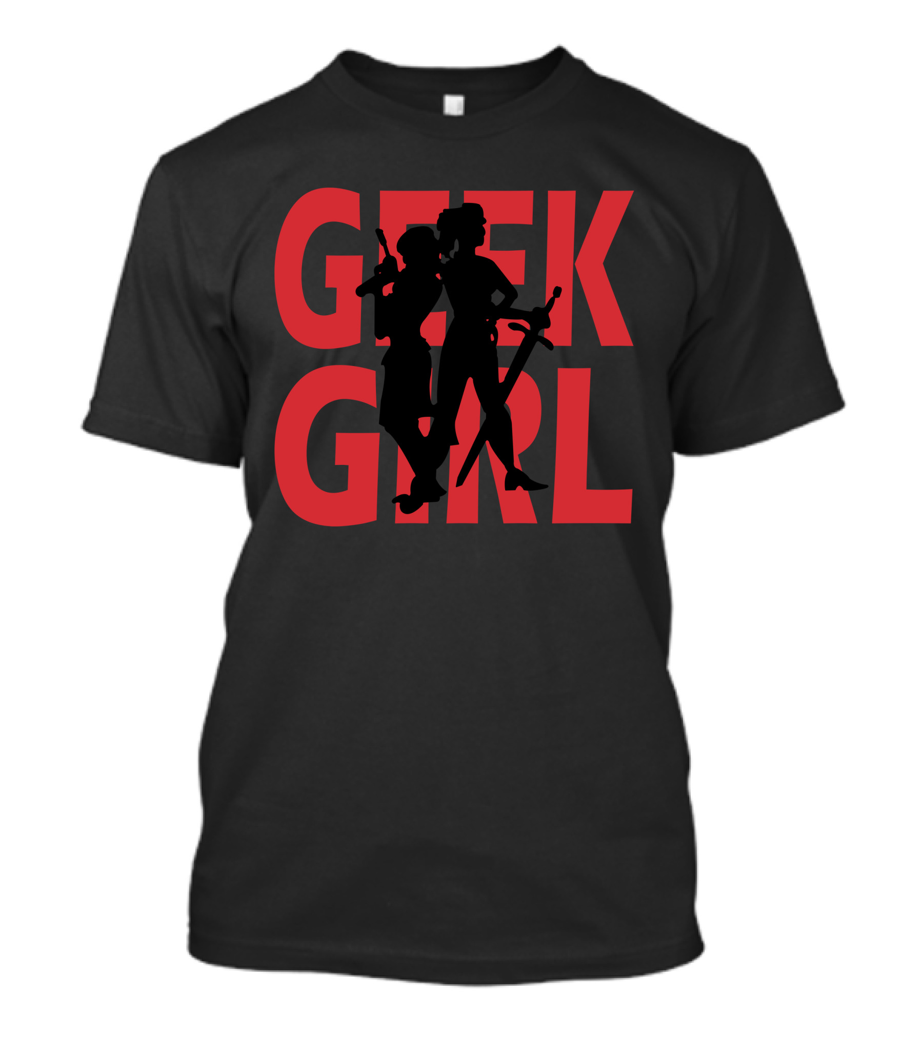 GEEK GIRL Silhouette Duo With Weapons T-Shirt