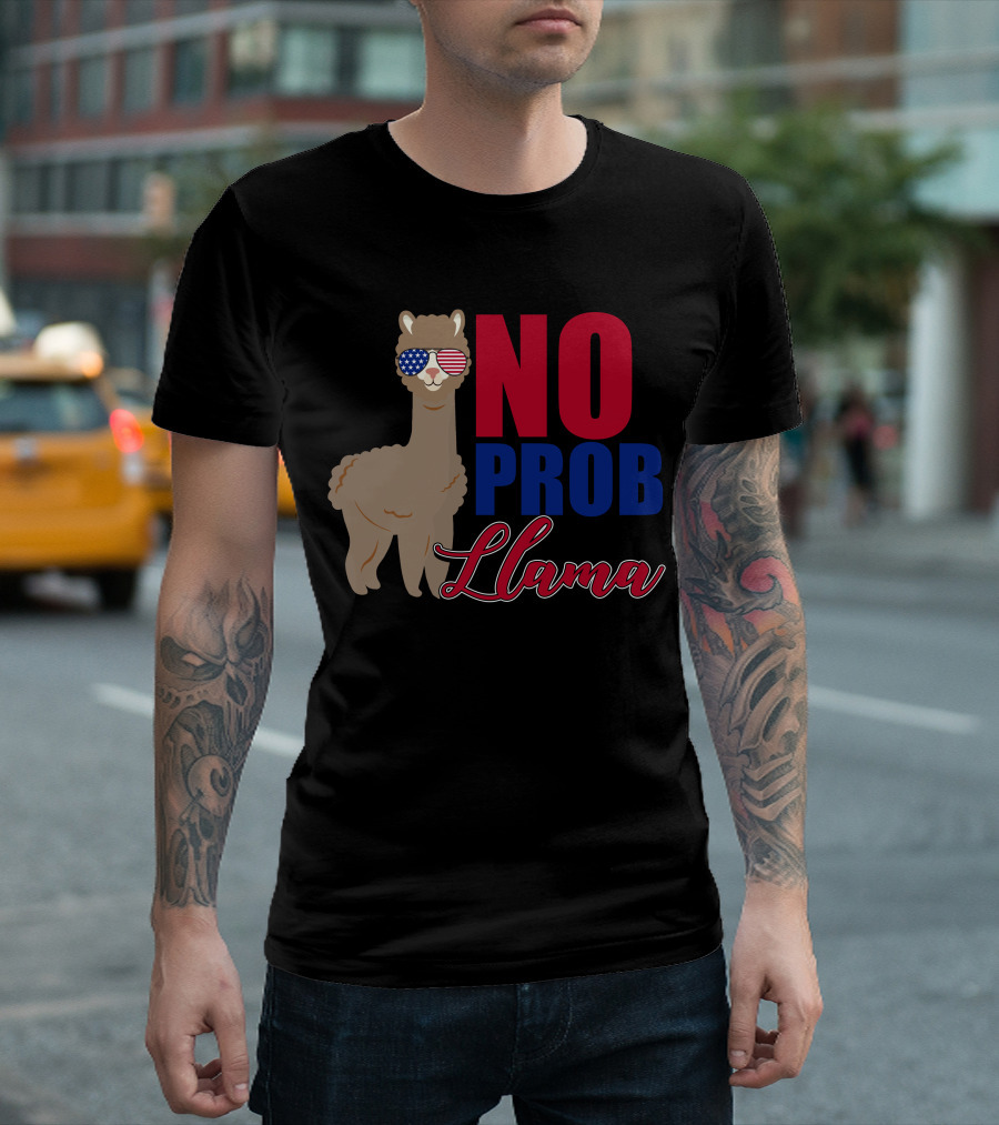 No Prob Llama 4Th Of July Veteran Funny T-Shirt
