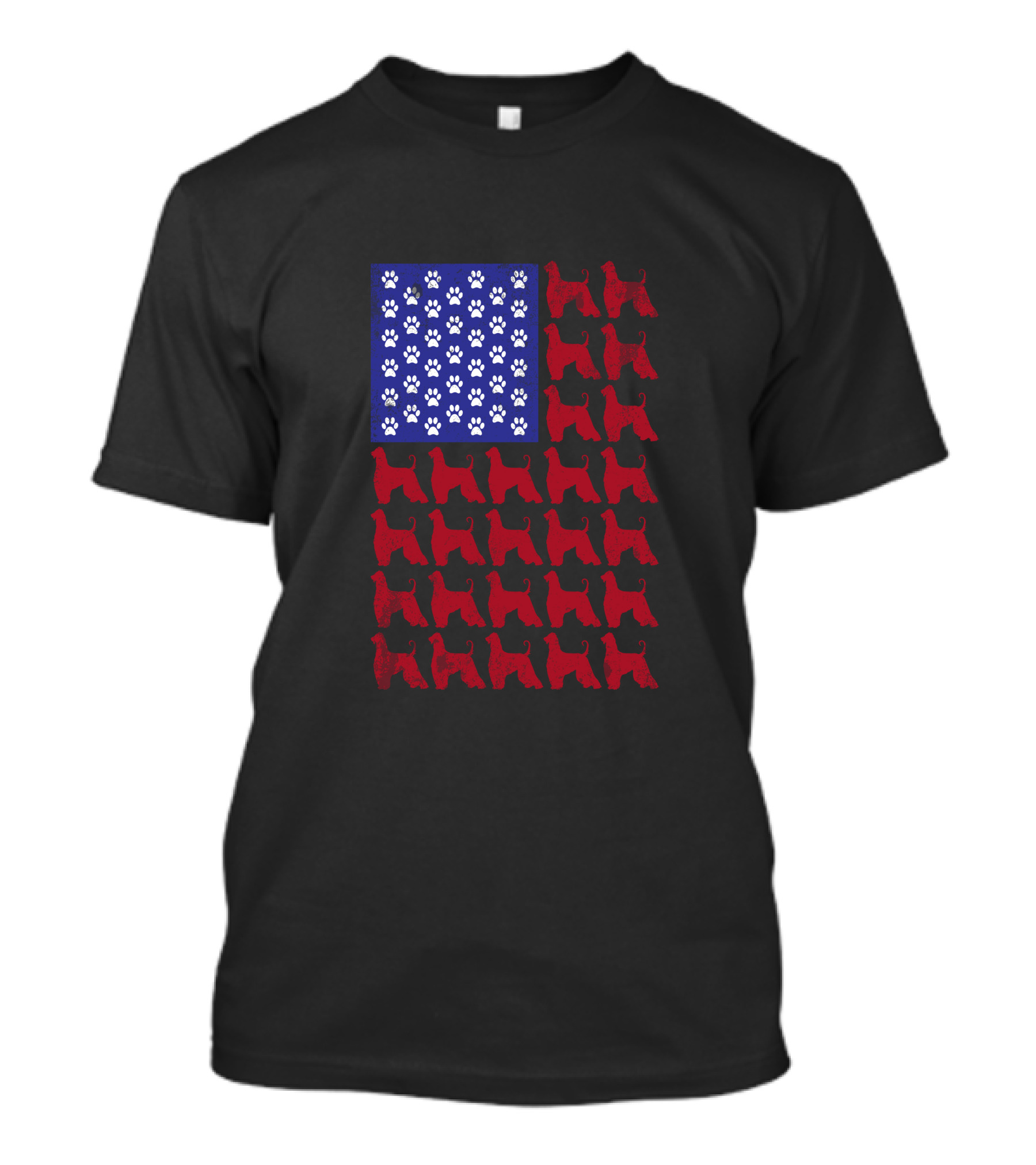 Afghan Hound Paw Prints American Flag Patriotic 4th Of July T-Shirt