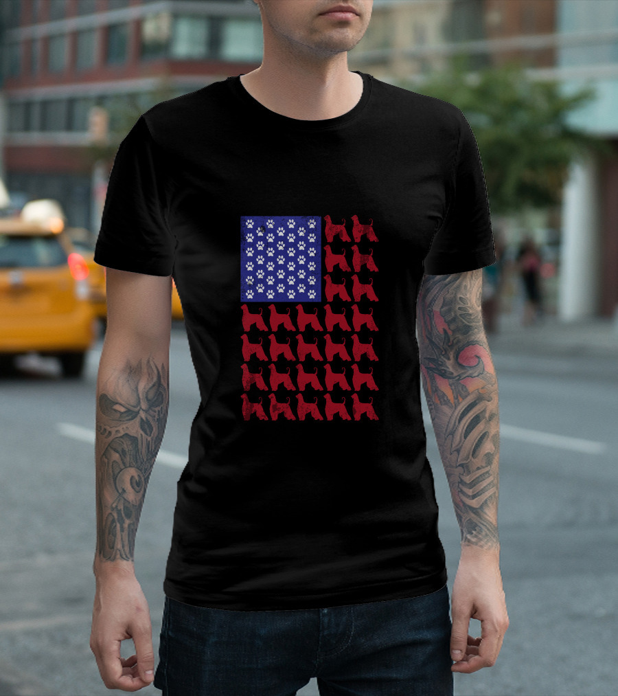 Afghan Hound Paw Prints American Flag Patriotic 4th Of July T-Shirt