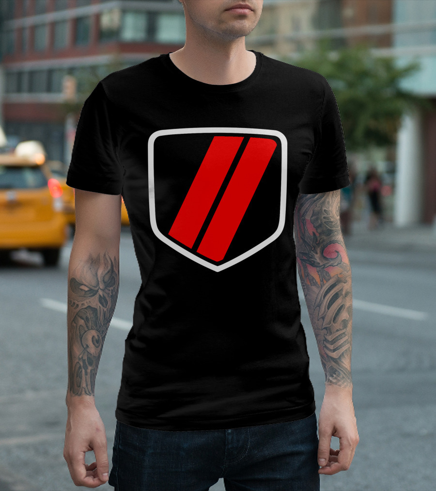American Muscle Stripe Red Shield Emblem T-Shirt