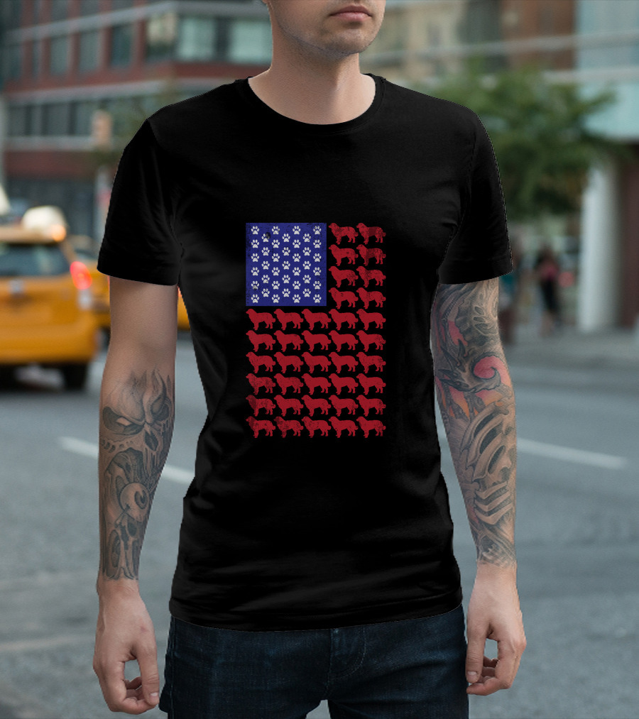 Patriotic Bernese Mountain Dog American Flag 4th Of July T-Shirt