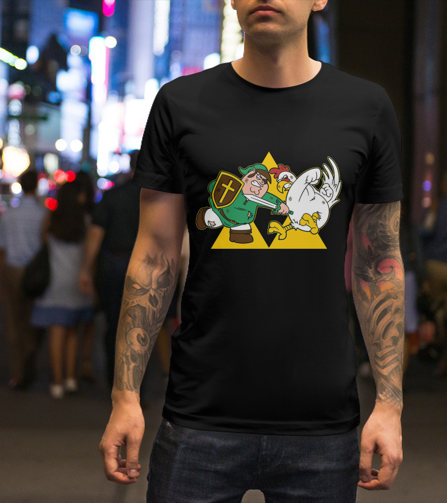 Hylian Guy Triforce Chicken Battle T-Shirt