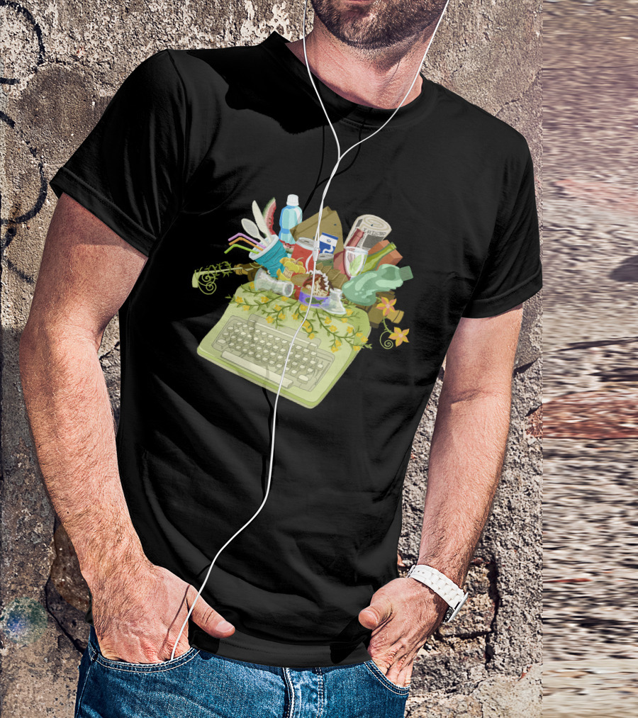 I Write Trashed Keyboard With Snacks And Drinks T-Shirt