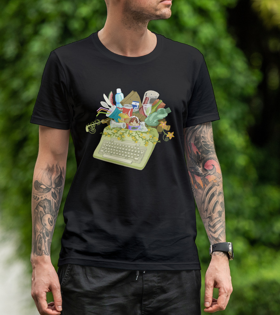 I Write Trashed Keyboard With Snacks And Drinks T-Shirt