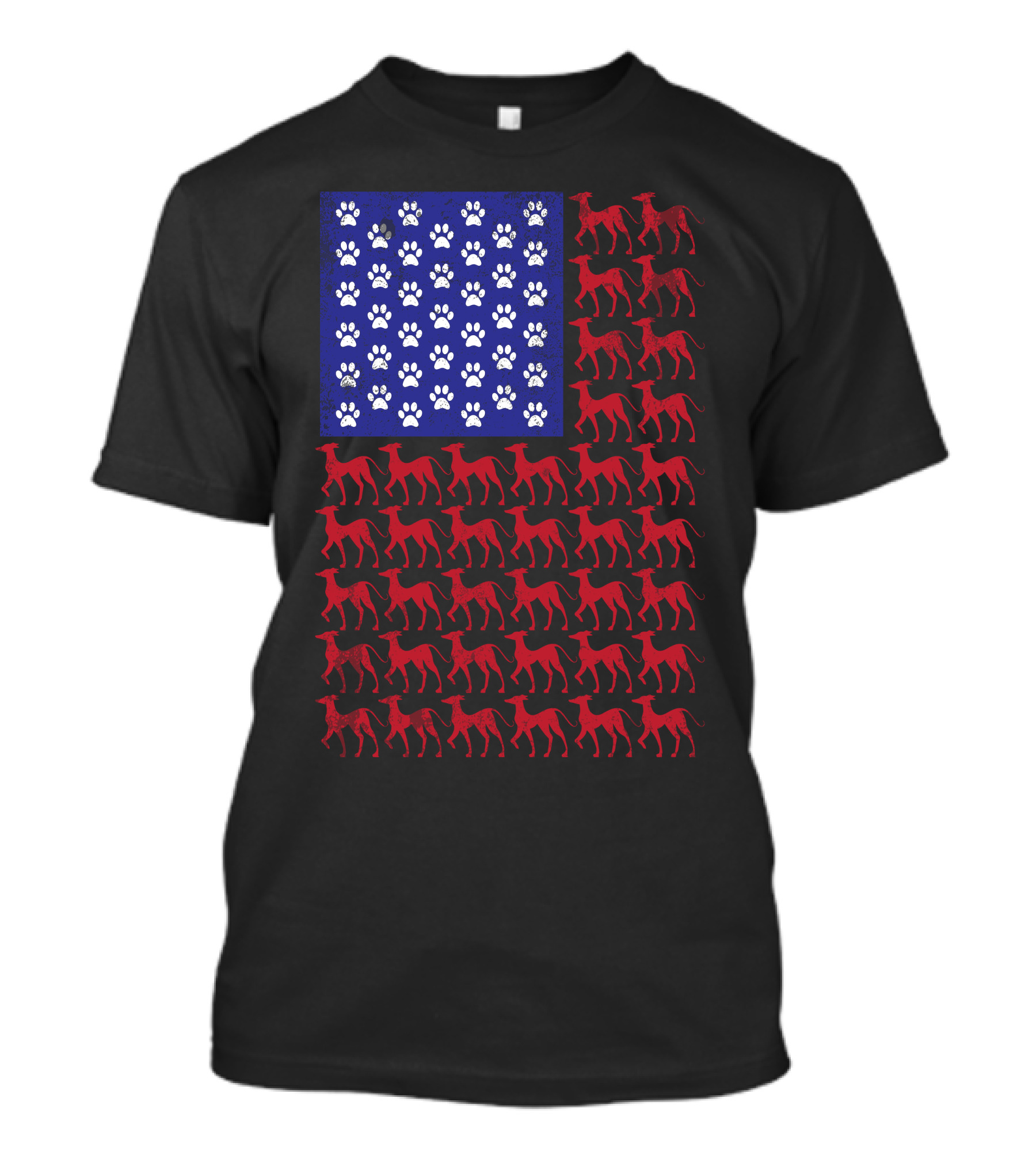 Italian Greyhound American Flag Patriotic 4th Of July With Paw Prints T-Shirt