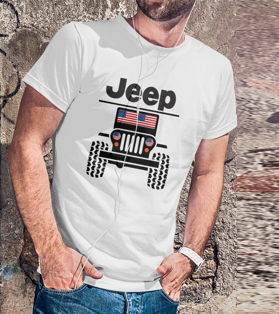 Jeep American Flag Grill T-Shirt
