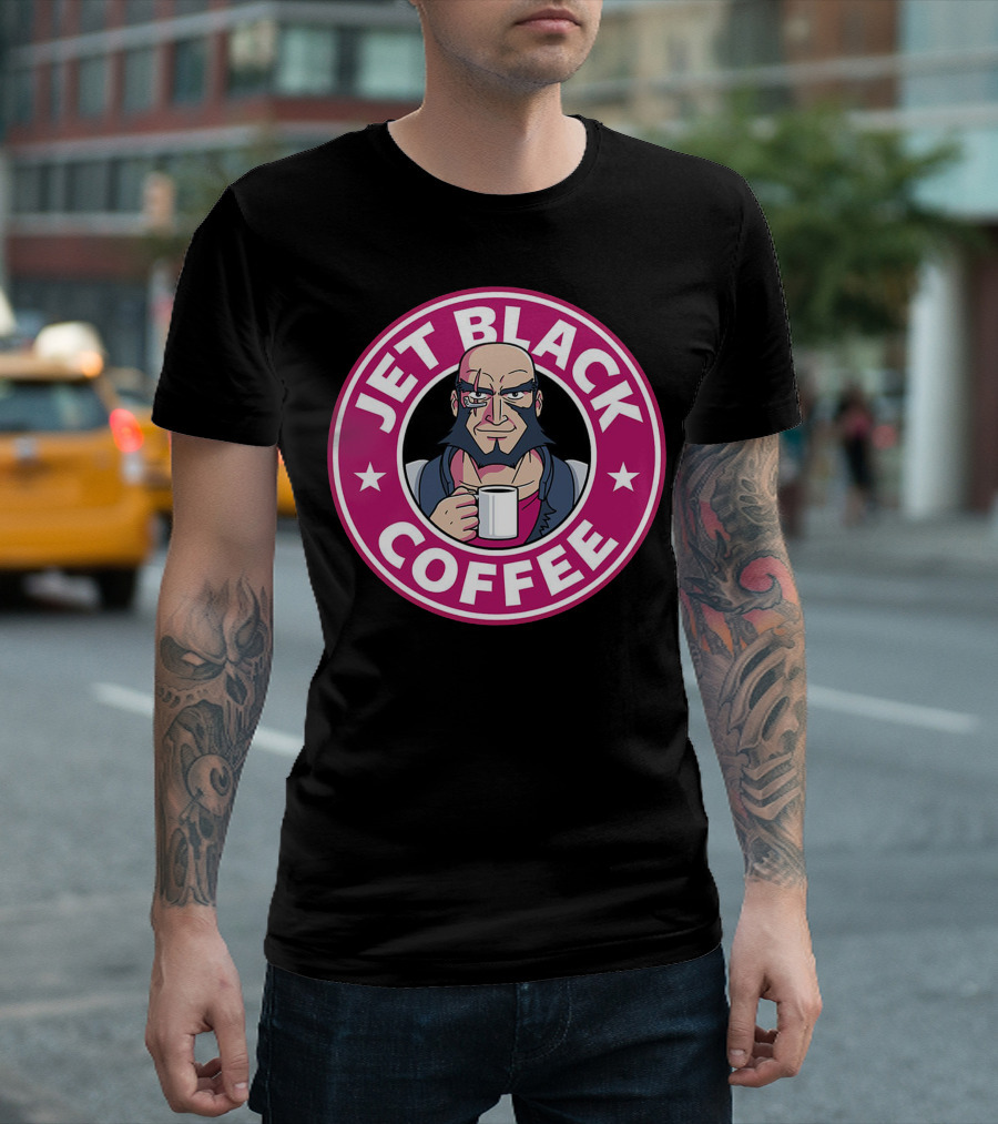 Jet Black Coffee Anime Character Holding Mug T-Shirt