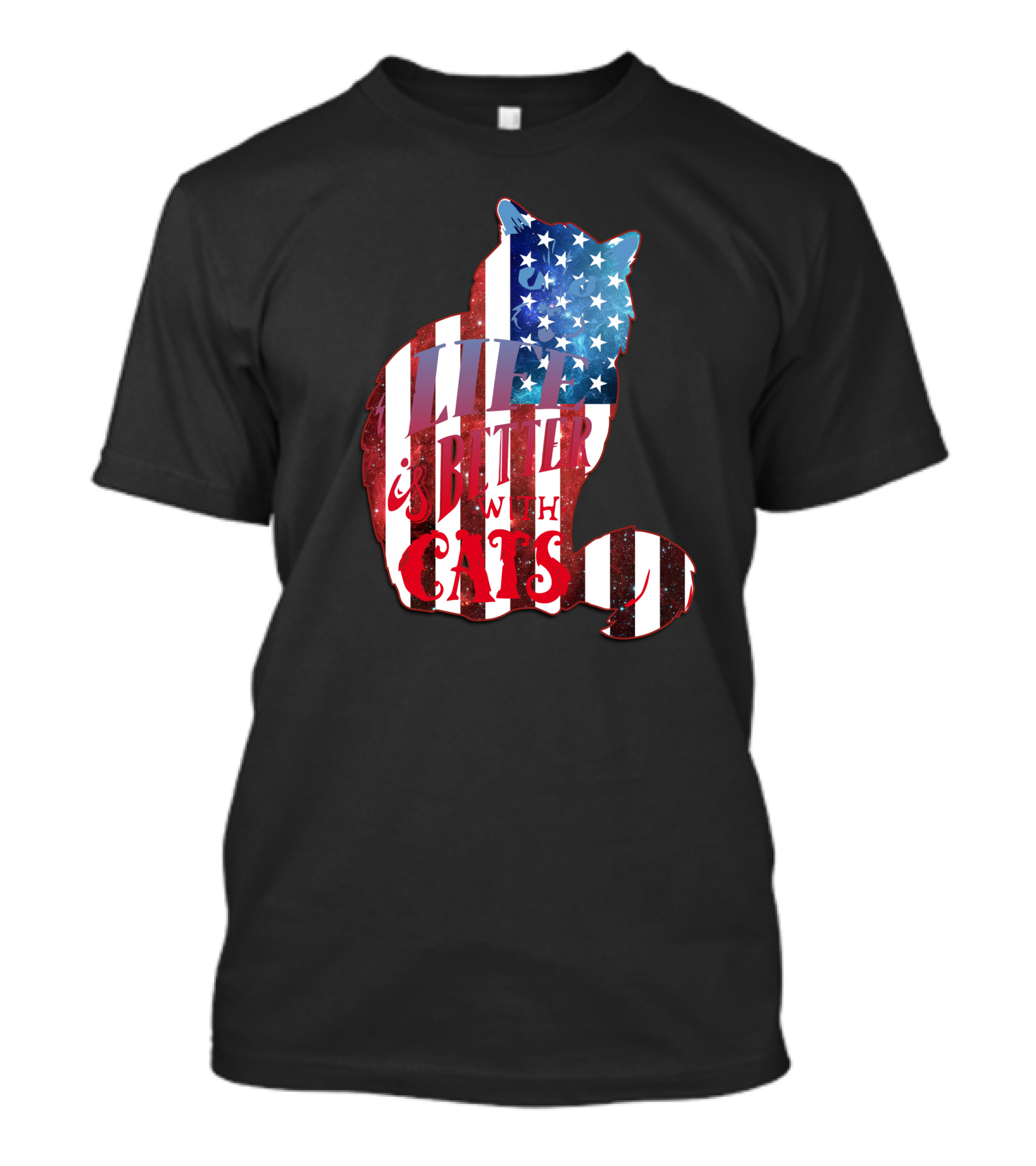 Life Is Better With Cats American Flag Cat T-Shirt