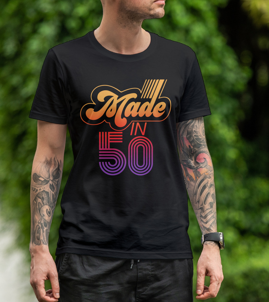 Made In 50 Retro Gradient Typography T-Shirt