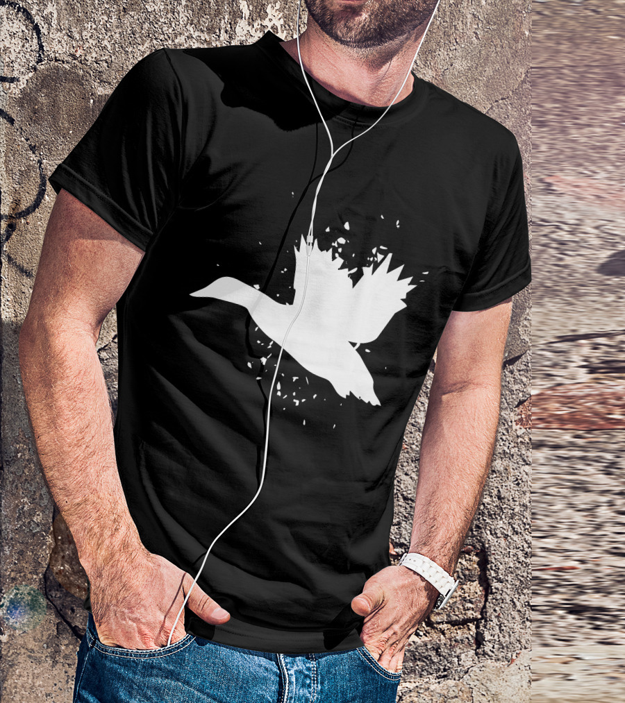 Mallard Duck Silhouette In Flight With Abstract Accents T-Shirt