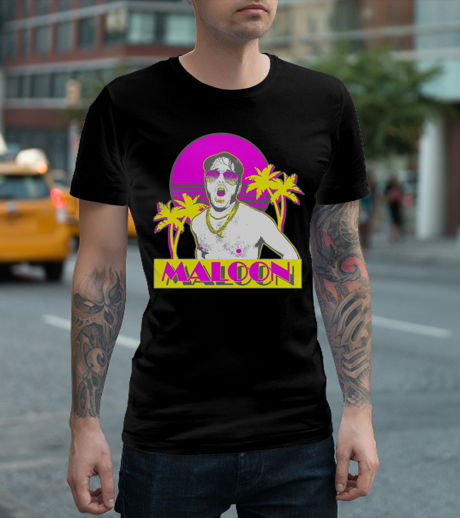 Maloon Vice Neon Sunset Tri Blend Palm Aesthetic T-Shirt