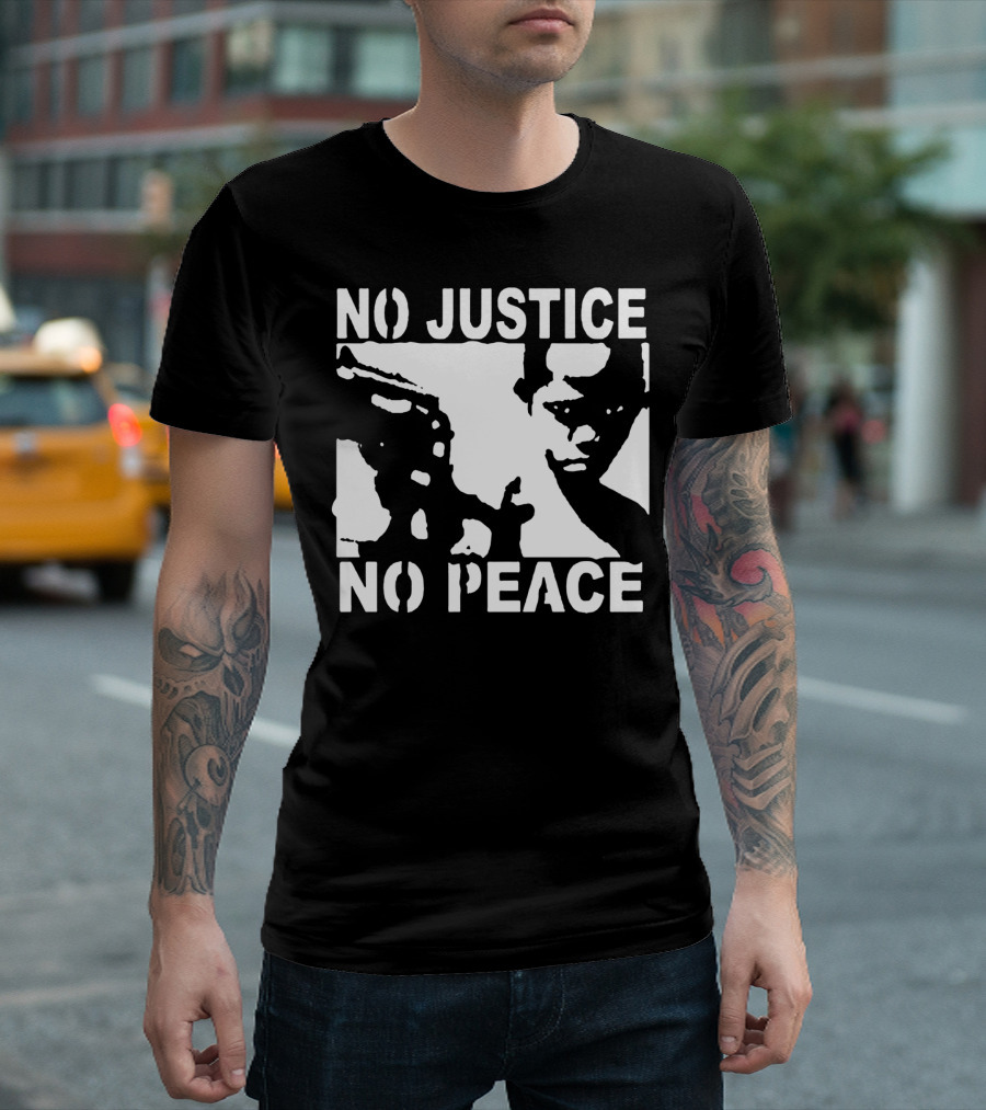 NO JUSTICE NO PEACE Stencil Style Protest T-Shirt