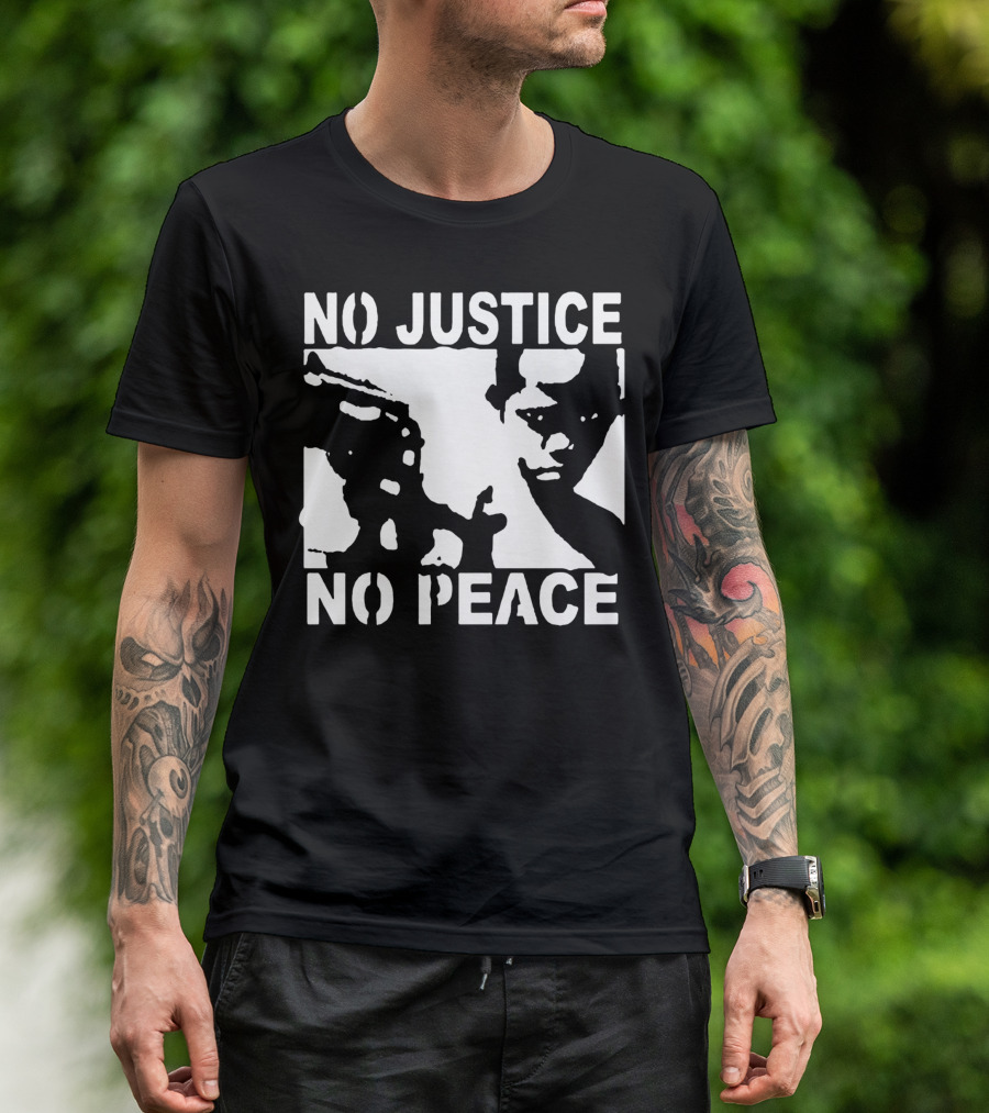 NO JUSTICE NO PEACE Stencil Style Protest T-Shirt