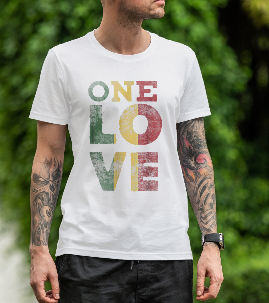 One Love Rasta Reggae Colors T-Shirt