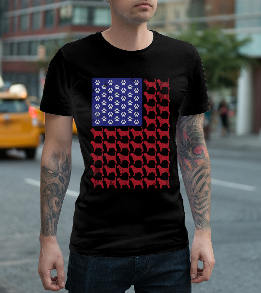 Otterhound American Flag Paw Prints And Dog T-Shirt