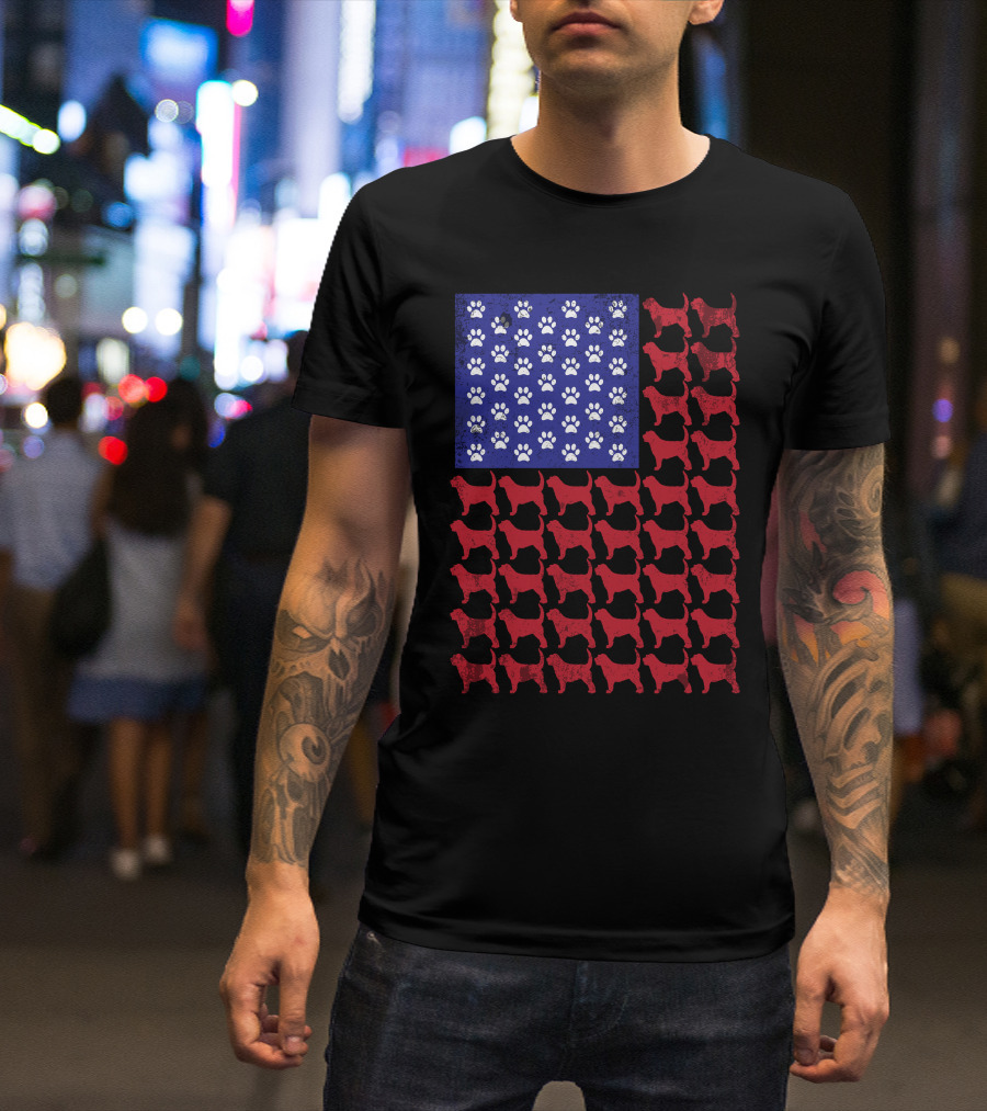 Otterhound American Flag Paw Prints And Dog T-Shirt