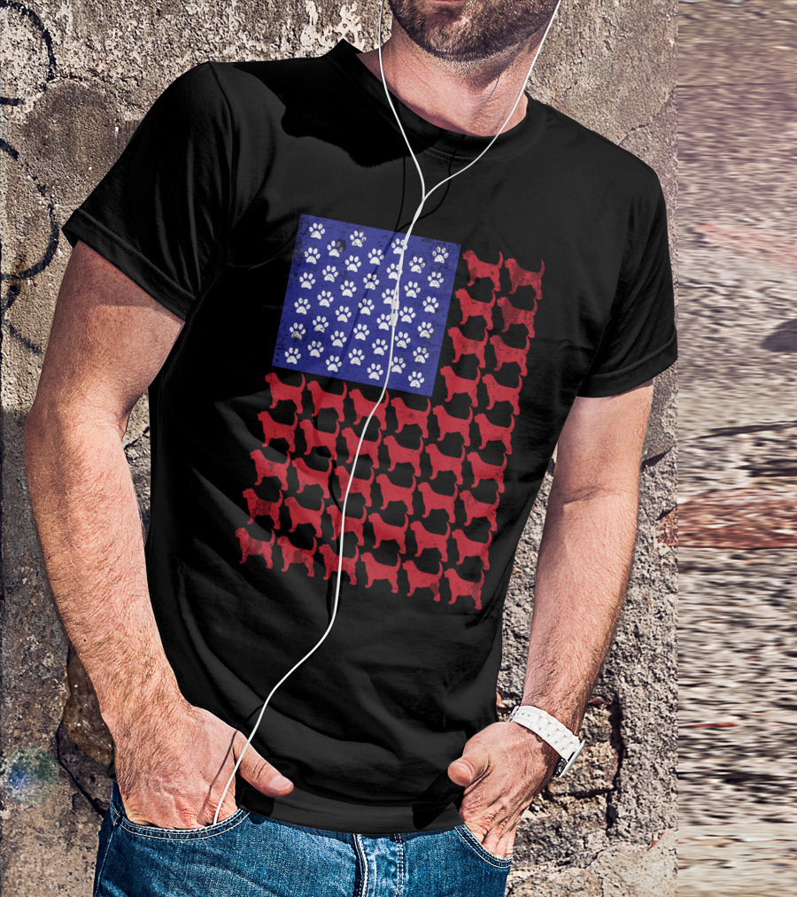 Otterhound American Flag Paw Prints And Dog T-Shirt