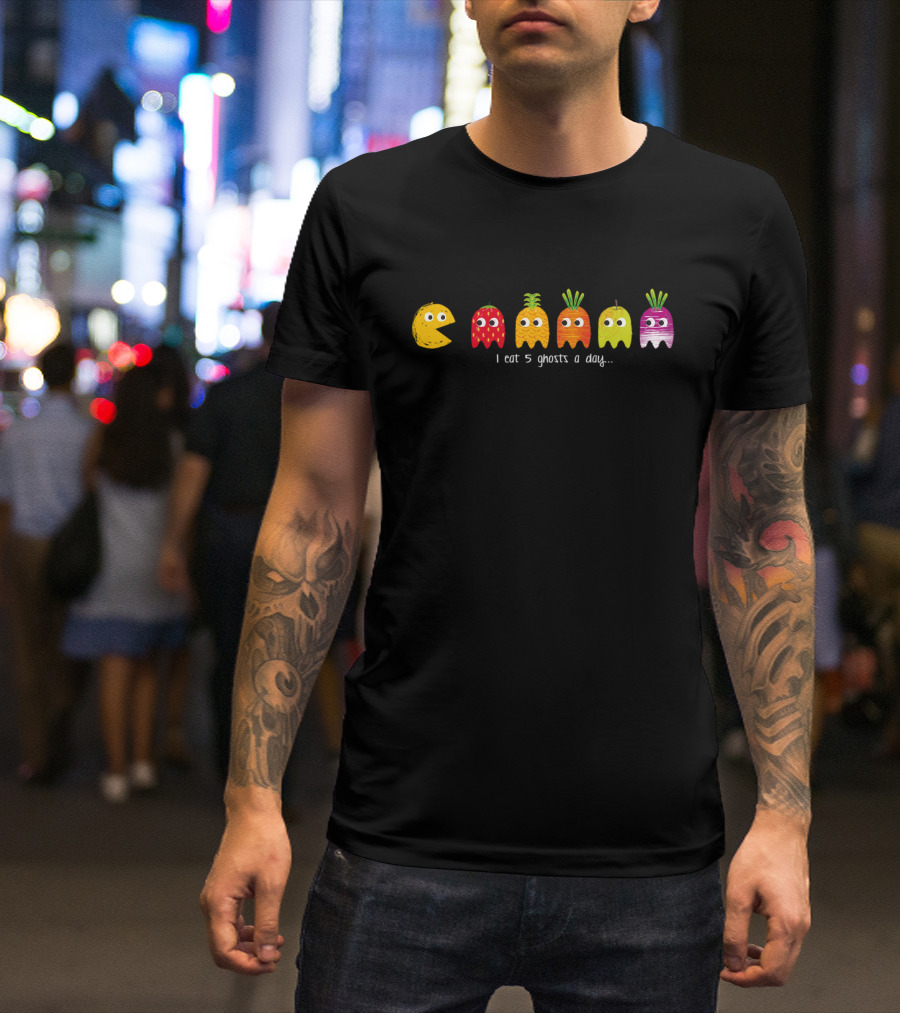 Pacman I Eat 5 Ghosts A Day Vegetables T-Shirt
