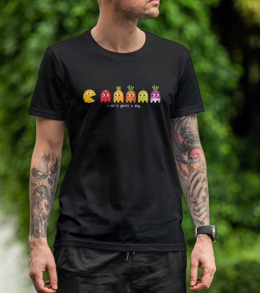 Pacman I Eat 5 Ghosts A Day Vegetables T-Shirt