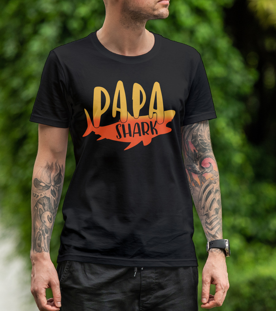 PAPA SHARK Orange Shark T-Shirt
