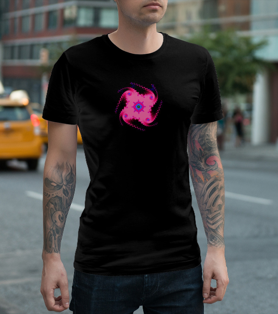 Pink Fractal Spiral Abstract T-Shirt