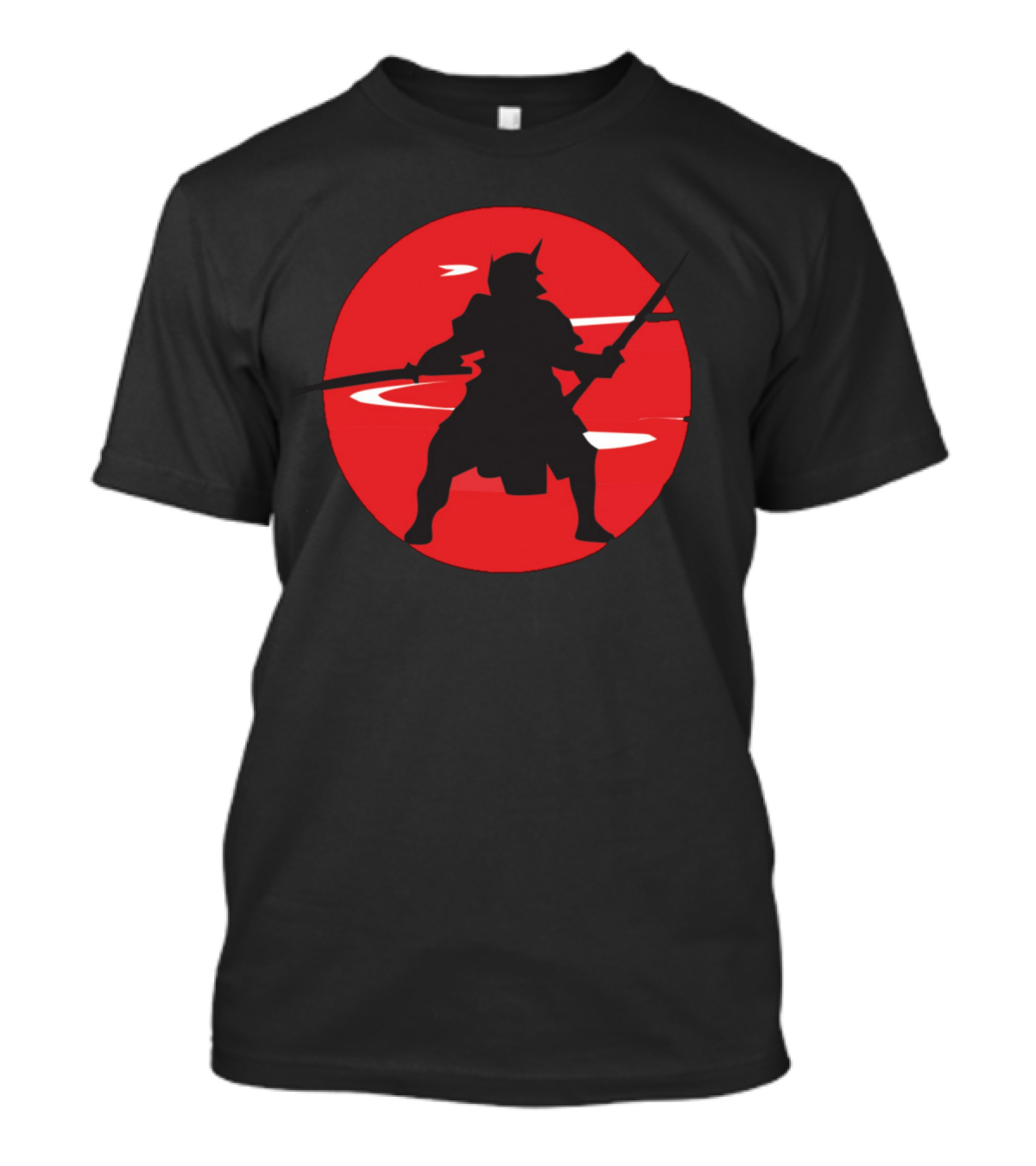 Samurai Warrior Silhouette Against Red Rising Sun T-Shirt
