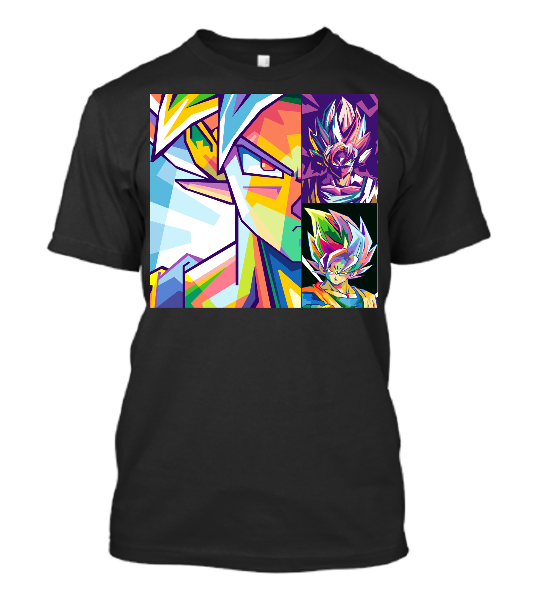 Sun Goku Pop Art Multicolor Super Saiyan Faces T-Shirt