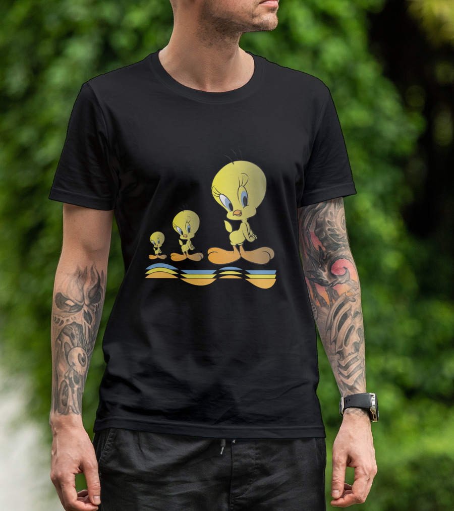 Tweety Bird Walking On Colorful Waves T-Shirt