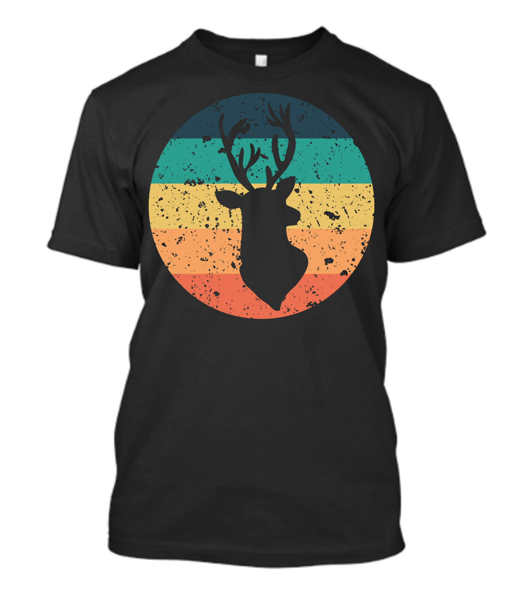 Retro Vintage Distressed Buck Silhouette Circle T-Shirt